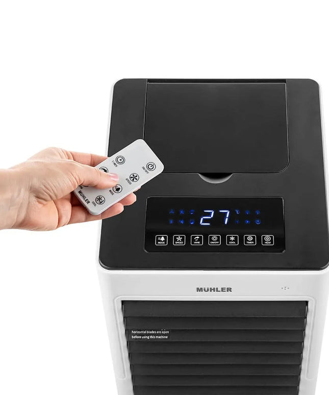 Мобилен охладител и отоплител Muhler MC-6066H, 2000W, LED дисплей, Осцилация, Таймер, Бял