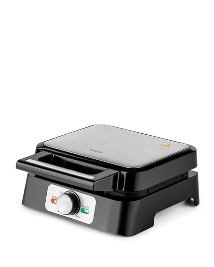 Гофретник Muhler MHT-1666WXL, 1600W, Незалепващо покритие, Тип белгийска вафла, Регулируем термостат, Черен/Инокс