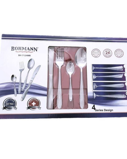 Комплект прибори за хранене Bohmann BH 7124MR, Кутия, Неръждаема стомана, 24 бр, Инокс