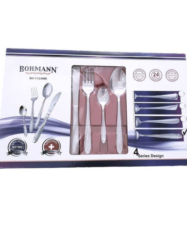 Комплект прибори за хранене Bohmann BH 7124MR, Кутия, Неръждаема стомана, 24 бр, Инокс
