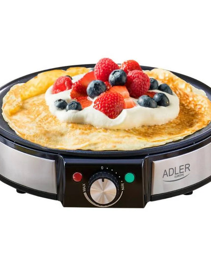 Уред за палачинки Adler AD 3058, 1600W, 30 см, Включени прибори, Черен/инокс