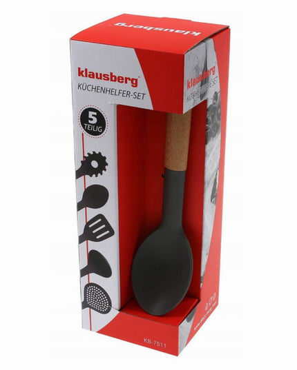 Комплект кухненски прибори Klausberg KB 7511, 5 части, Бук и найлон, Сив