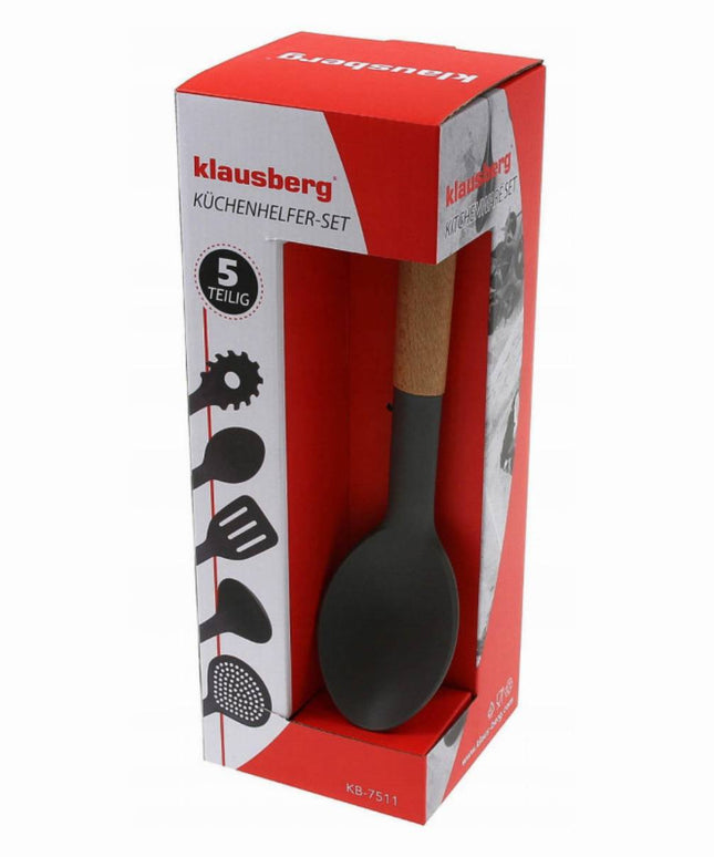 Комплект кухненски прибори Klausberg KB 7511, 5 части, Бук и найлон, Сив