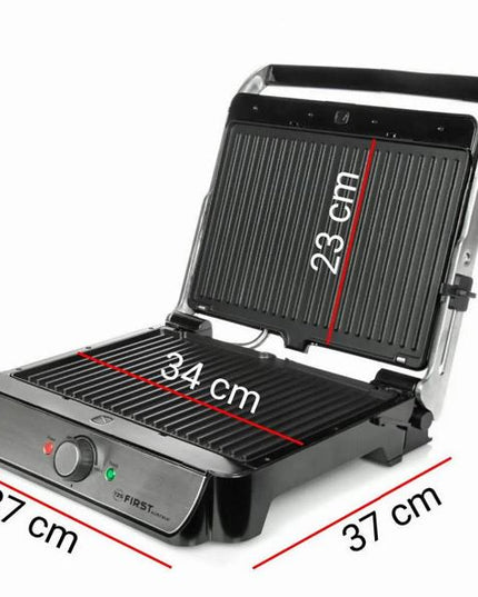Грил скара First Austria FA-5344-2, 2000W, Свалящи се плочи, Отваряне на 180 гр, Тава за мазнина, Иноксчерен