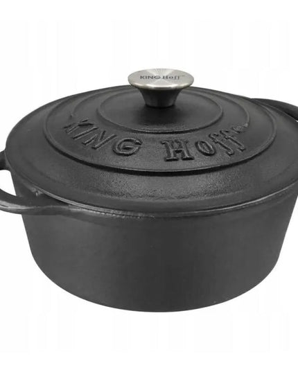Чугунена тенджера Kinghoff KH 1523, 22 см, 2.4 литра, Индукция, Черен