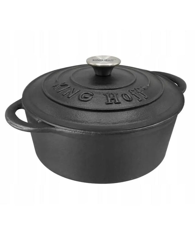 Чугунена тенджера Kinghoff KH 1523, 22 см, 2.4 литра, Индукция, Черен