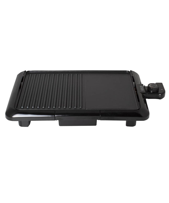 Електрическа скара Muhler MG-2536, 2000W, 2 зони на печене, Незалепващо покритие, 25х36см, Термостат, Черен