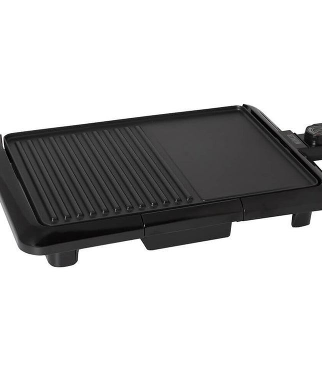 Електрическа скара Muhler MG-2536, 2000W, 2 зони на печене, Незалепващо покритие, 25х36см, Термостат, Черен