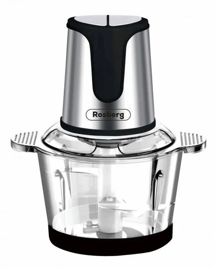 Чопър Rosberg R51111D, 400W, 2 литра, Стъклена купа, 2 скорости, Инокс/черен