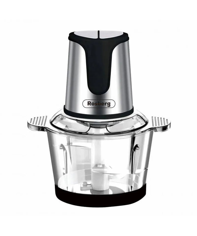 Чопър Rosberg R51111D, 400W, 2 литра, Стъклена купа, 2 скорости, Инокс/черен