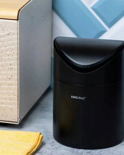 Кош за боклук мини Kinghoff KH 1813, 1.8L, 12 x17 cm, Неръждаема стомана, Черен