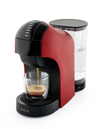 Еспресо машина 3в1 Muhler MCM-611, 1400W, 20 Bar, 0.9L, Тъч панел, Червен/Черен