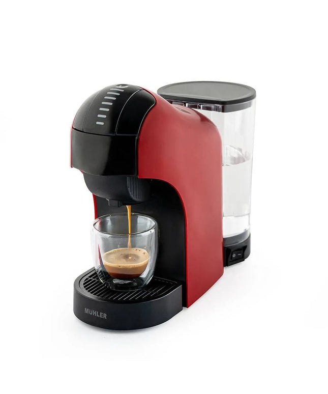 Еспресо машина 3в1 Muhler MCM-611, 1400W, 20 Bar, 0.9L, Тъч панел, Червен/Черен
