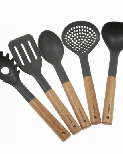 Комплект кухненски прибори Klausberg KB 7511, 5 части, Бук и найлон, Сив