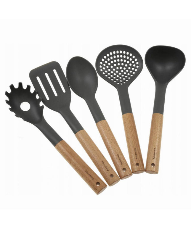 Комплект кухненски прибори Klausberg KB 7511, 5 части, Бук и найлон, Сив