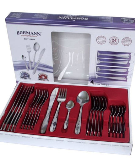 Комплект прибори за хранене Bohmann BH 7124MR, Кутия, Неръждаема стомана, 24 бр, Инокс