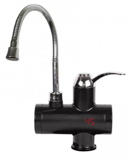 Нагревател за вода с гъвкав чучур Rosberg R57100BFW, 3600W, С дисплей, До 60C, За плот, Черен