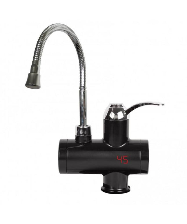 Нагревател за вода с гъвкав чучур Rosberg R57100BFW, 3600W, С дисплей, До 60C, За плот, Черен