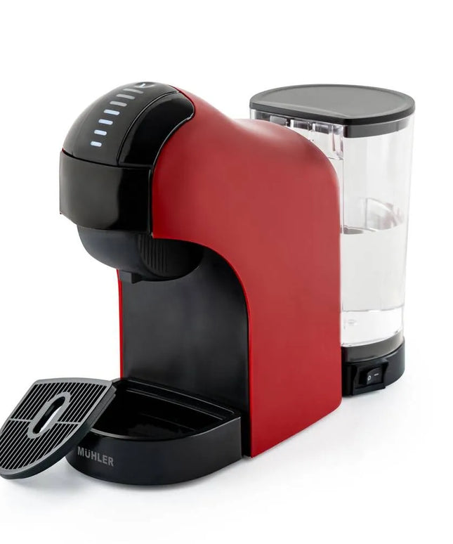 Еспресо машина 3в1 Muhler MCM-611, 1400W, 20 Bar, 0.9L, Тъч панел, Червен/Черен