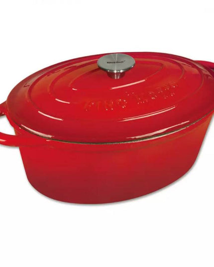 Чугунена тенджера Kinghoff KH 1612, Емайлирана, Индукция, Червен