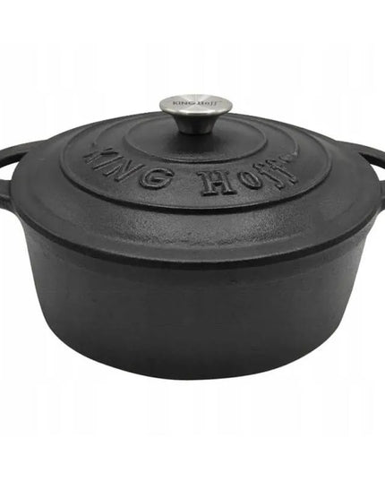 Чугунена тенджера Kinghoff KH 1523, 22 см, 2.4 литра, Индукция, Черен