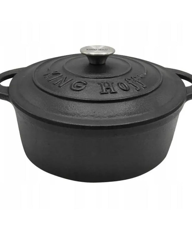 Чугунена тенджера Kinghoff KH 1523, 22 см, 2.4 литра, Индукция, Черен