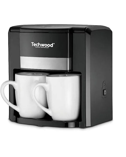 Кафемашина с две чаши Techwood TCA-206, 500W, Перманентен филтър, Черен