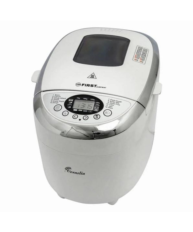 Хлебопекарна First Austria FA-5152-3, 850W, С две бъркалки, 12 програми, 3 сепени на изпичане, LСD диcплeй, Бял