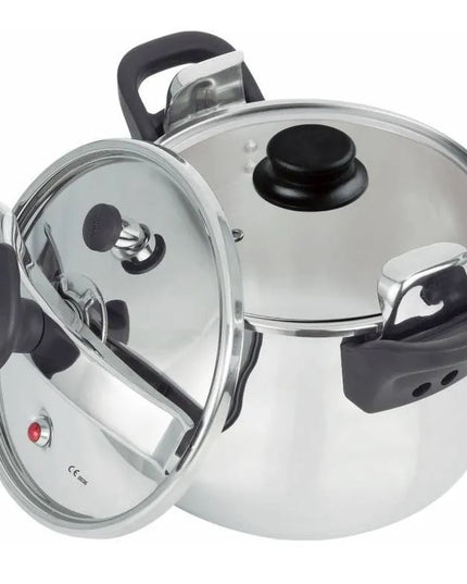 Тенджера под налягане Rosberg R51311A, 2 капака, Индукция, Трислойно дъно, Инокс