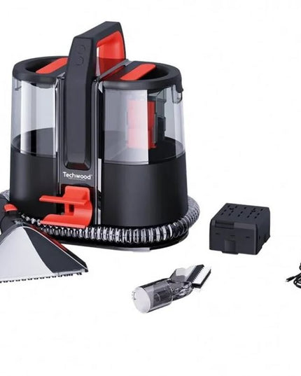 Прахосмукачка за текстил Techwood TAN-8005R, 185W, Li-Ion 220 mAh, Безжична употреба, Резервоар за чиста и отпадъчна вода, 40 мин автономия, 2 скорости, Черен/червен