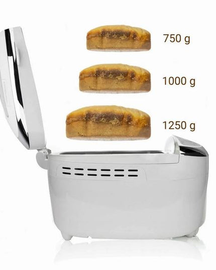 Хлебопекарна First Austria FA-5152-3, 850W, С две бъркалки, 12 програми, 3 сепени на изпичане, LСD диcплeй, Бял