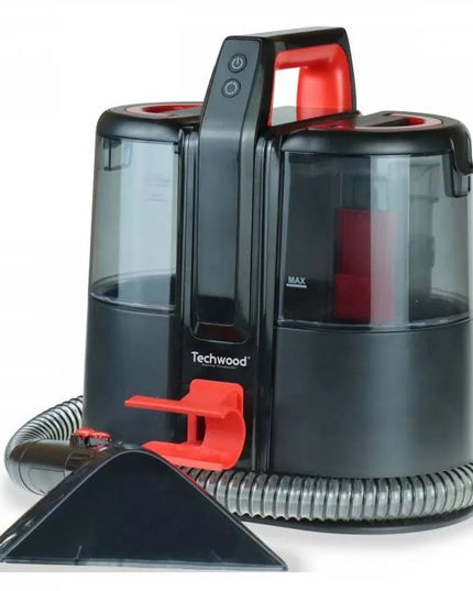 Прахосмукачка за текстил Techwood TAN-8005R, 185W, Li-Ion 220 mAh, Безжична употреба, Резервоар за чиста и отпадъчна вода, 40 мин автономия, 2 скорости, Черен/червен