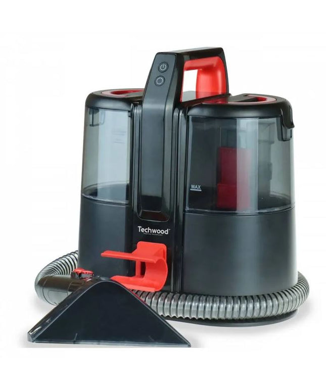 Прахосмукачка за текстил Techwood TAN-8005R, 185W, Li-Ion 220 mAh, Безжична употреба, Резервоар за чиста и отпадъчна вода, 40 мин автономия, 2 скорости, Черен/червен