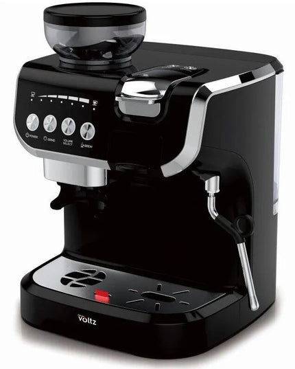 Еспресо машина за мляно кафе и капсули 8 в 1 Oliver Voltz OV51171L8M, 2672W, 2 л, 5 адаптера, 19 bar, Вградена кафемелачка, Дюза за пара, Черен
