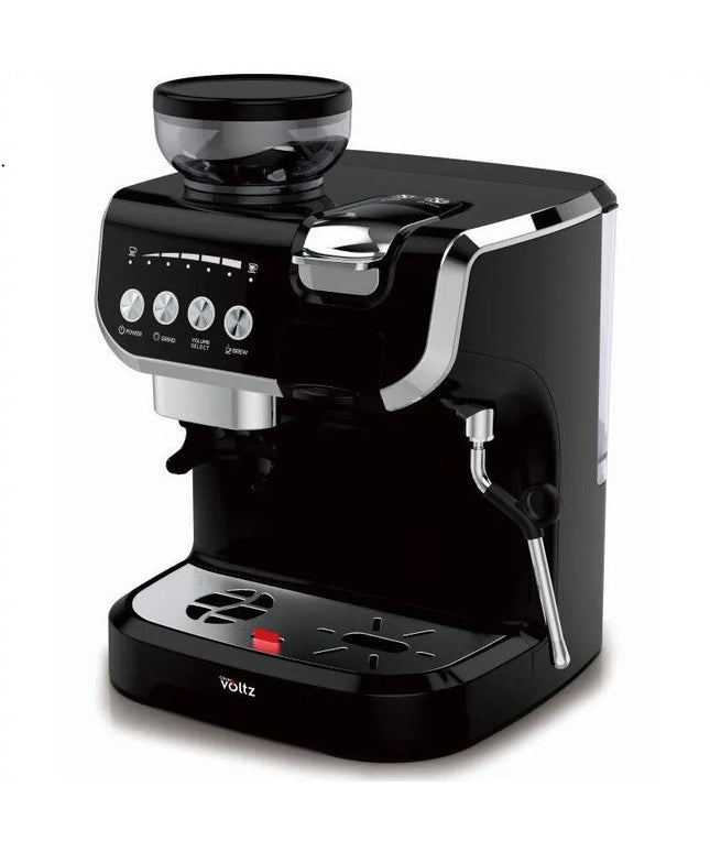 Еспресо машина за мляно кафе и капсули 8 в 1 Oliver Voltz OV51171L8M, 2672W, 2 л, 5 адаптера, 19 bar, Вградена кафемелачка, Дюза за пара, Черен