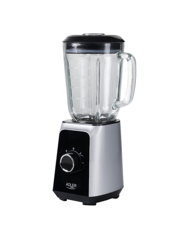 Блендер Adler AD 4076, 1000W, 1.5 литра, Стъклена кана, Неръждаема стомана, 2 скорости, Pulse, Разбиване на лед, Черен