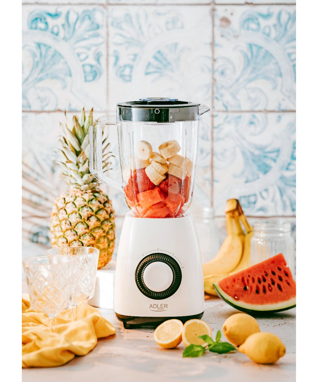 Блендер Adler AD 4085, 1000W, 1.5 литра, Неръждаема стомана, Pulse, 2 скорости, Бял