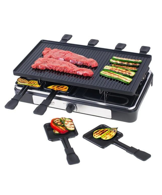 Електрическа скара Adler AD 6616, 1400W, Раклет грил, Незалепващо покритие, ЧеренИнокс