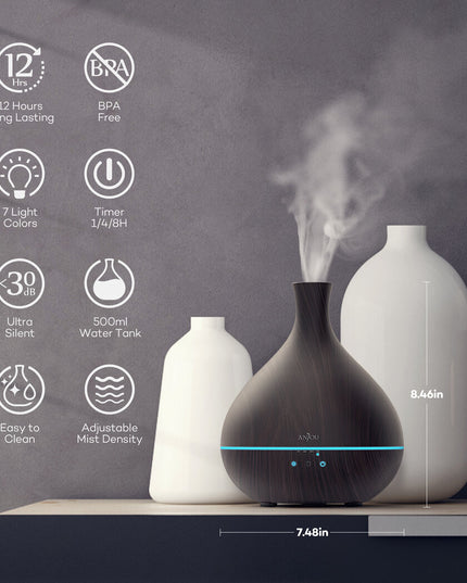 Арома дифузер Anjou AD012 500ml, Тъмно дърво