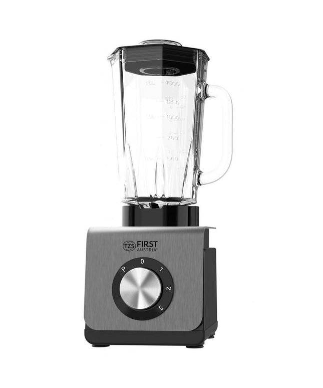 Блендер First Austria FA-5240-2, 1200W, 3 скорости + Pulse, Разбиване на лед, Стъклена кана, Сив