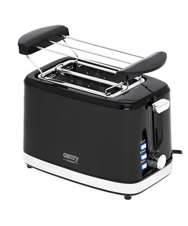 Тостер за 2 филийки Camry CR 3218, 900W, 6 настройки, Автоматично изключване, Черен