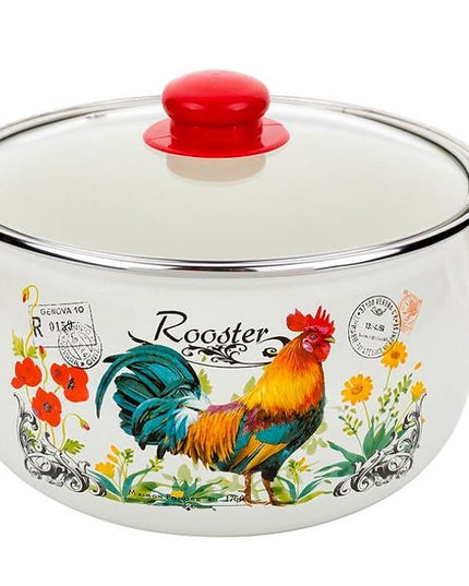 Емайлирана тенджера с капак Florina, размер 22см, дизайн Петел