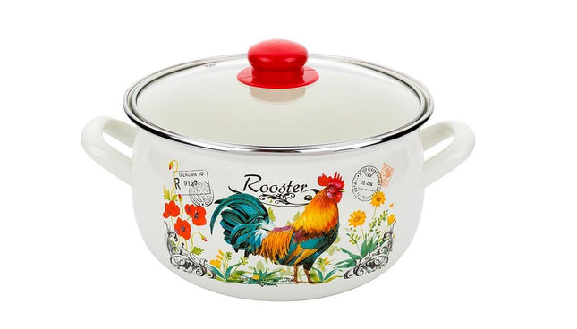 Емайлирана тенджера с капак Florina, размер 22см, дизайн Петел