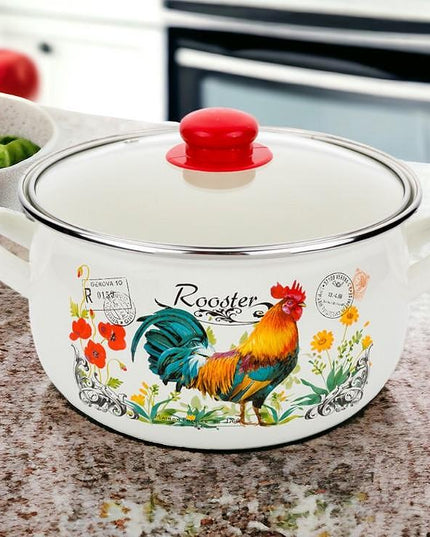 Емайлирана тенджера с капак Florina, размер 22см, дизайн Петел