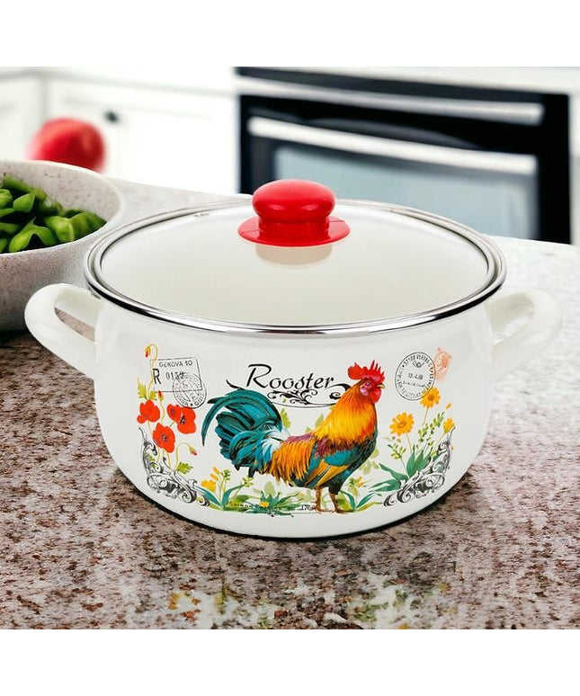 Емайлирана тенджера с капак Florina, размер 22см, дизайн Петел