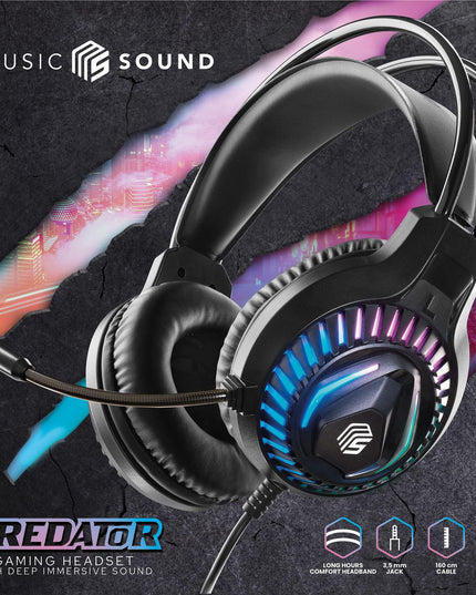 Gaming слушалки MS Predator с микрофон, Черни