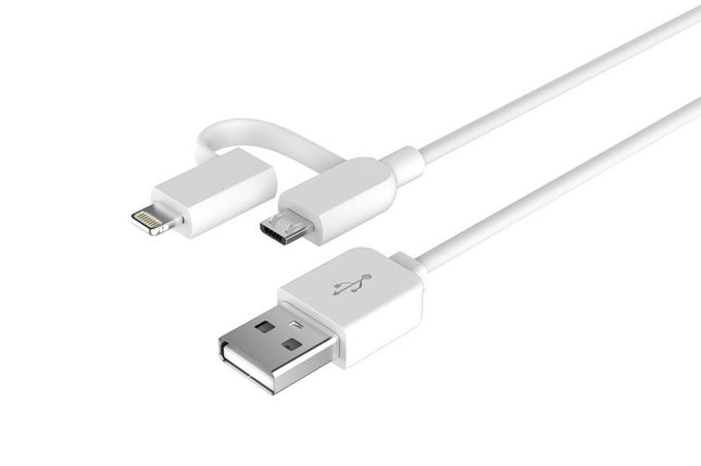 Кабел Devia 2 в 1 microUSB и USB-Lightning