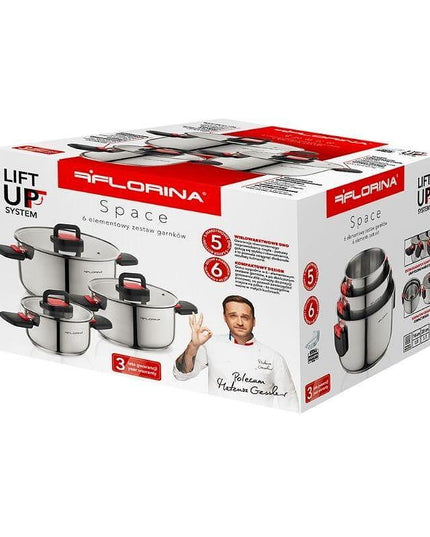 Комплект тенджери от стомана Florina, серия Space, 6 части