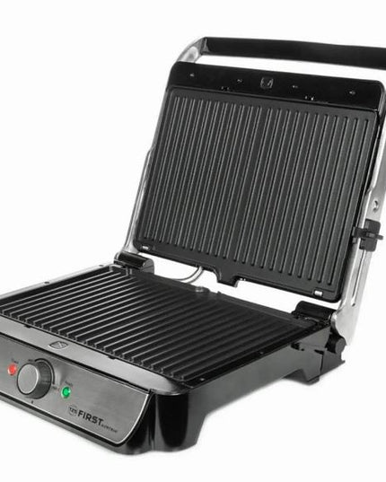 Грил скара First Austria FA-5344-2, 2000W, Свалящи се плочи, Отваряне на 180 гр, Тава за мазнина, Иноксчерен