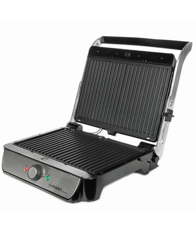 Грил скара First Austria FA-5344-2, 2000W, Свалящи се плочи, Отваряне на 180 гр, Тава за мазнина, Иноксчерен